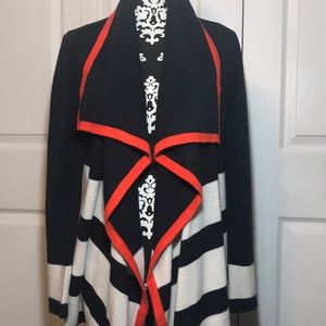 Jones New York Navy/Cream/Orange Cardigan